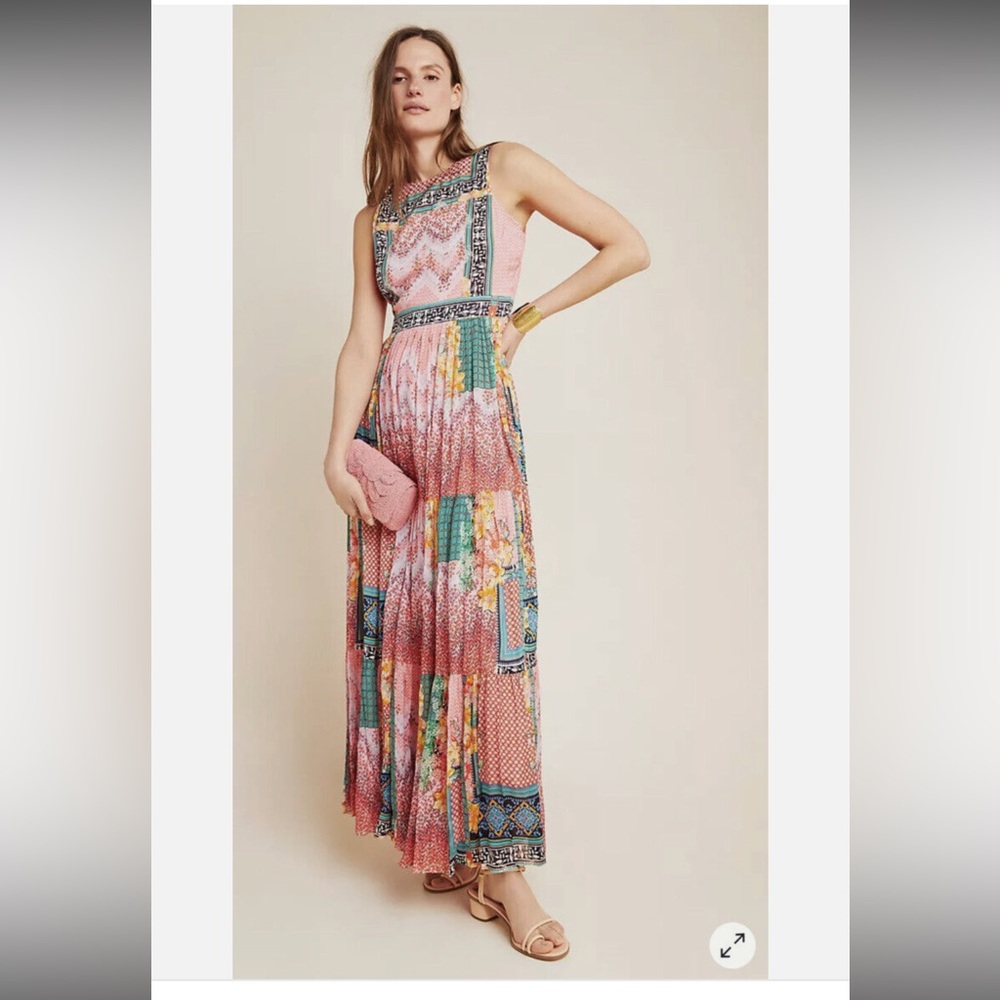 Anthropologie Pleated Maxi Dress